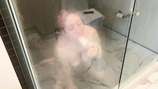 Suction Cup Dildo: Training my little mouth in the shower #1